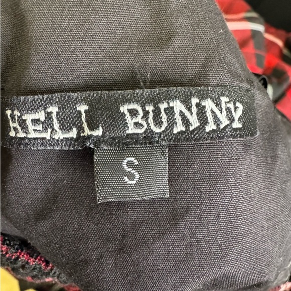 Hell Bunny Red Black Tartan Plaid Halter Pin Up Goth Dress Size Small - Picture 10 of 11